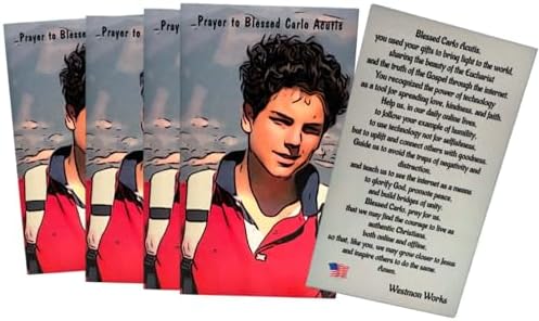 Westmon Works St Carlo Acutis Medal Set Italian Metal Pendants With Holy Cards 5 Of Each