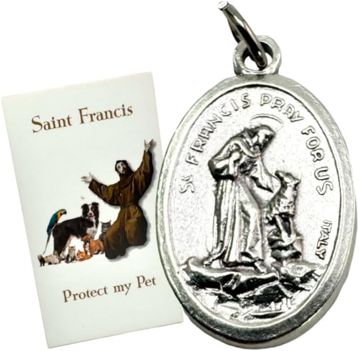 Westmon Works St Francis Medal Set with Wallet Sized Prayer Card and Metal Saint Trinket Made in Italy