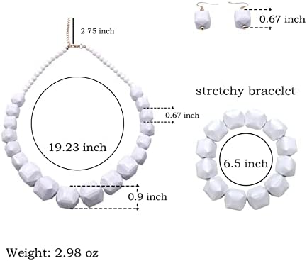 White Beads Necklace Costume Jewelry For Women Strand Necklaces Acrylic African Beaded Necklace Chunky Statement Halloween Necklaces