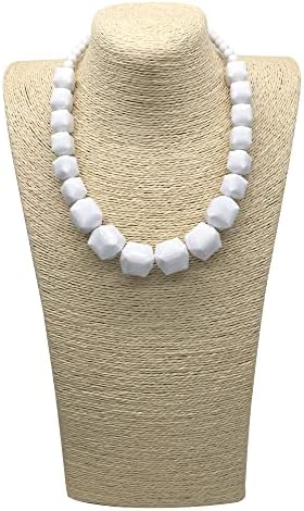 White Beads Necklace Costume Jewelry For Women Strand Necklaces Acrylic African Beaded Necklace Chunky Statement Halloween Necklaces
