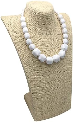 White Beads Necklace Costume Jewelry For Women Strand Necklaces Acrylic African Beaded Necklace Chunky Statement Halloween Necklaces