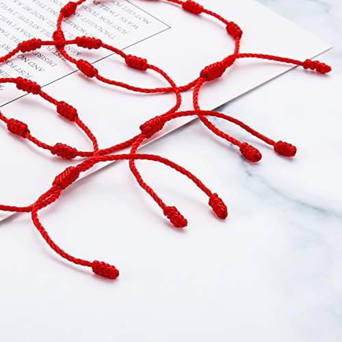 WILLBOND 6 Pieces Red String Bracelets Red Cord Bracelet Adjustable Knot String Bracelet Amulet For Protection Evil Eye And Good Luck