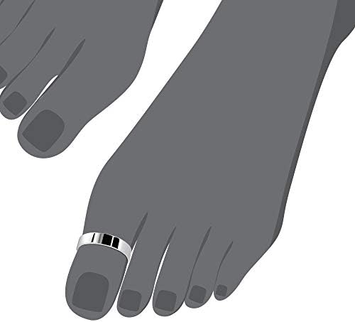 WithLoveSilver 925 Sterling Silver 5mm Plain Band Toe Ring