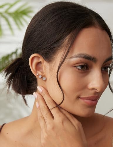 Wssxc 6 Pairs Hypoallergenic Cubic Zirconia Earrings Surgical Steel Flat Back Studs For Cartilage Screw Back Fashion Jewelry