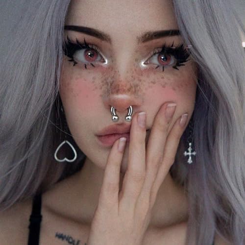 YADOCA Surgical Steel Septum Kit - 2G To 14G Septum Rings Pincher Tapers & Gauge Nose Piercing Jewelry - Silver & Black Tone