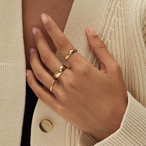YEEZII 25 Pcs Gold Knuckle Rings Set For Women Cute Stackable Finger Midi Rings Dainty Chunky Stacking Statement Womens Ring Pack