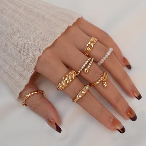 YEEZII 68 Pcs Gold Knuckle Rings Set For Women Stackable Boho Joint Finger Midi Rings Silver Hollow Carved Crystal Stacking Ring Pack For Gift