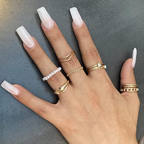 YEEZII 68 Pcs Gold Knuckle Rings Set For Women Stackable Boho Joint Finger Midi Rings Silver Hollow Carved Crystal Stacking Ring Pack For Gift