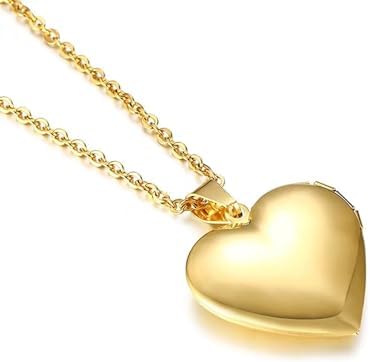 YOUFENG Love Heart Locket Necklace That Holds Pictures Polished Lockets Necklaces Birthday Gifts
