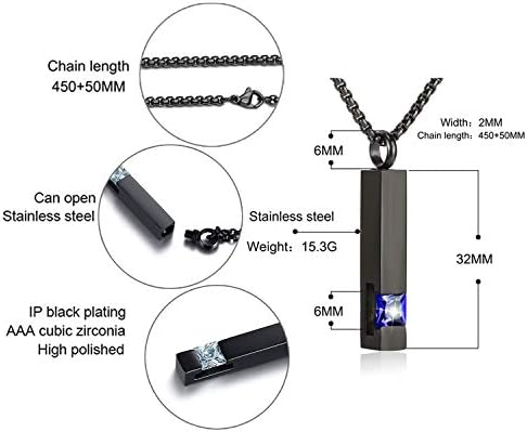 YOUFENG Urn Necklaces For Ashes Birthstone Cube Urns For Human Ashes Memorial Cremation Urn Locket Keepsake Ashes Jewelry