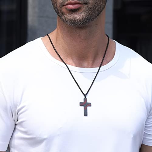 Zocomi Baseball Cross Necklace For Boys Men Stainless Steel Cross Pendant Chain 24 Inches Inspirational Bible Verse Religious Gift