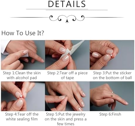 Zolure Fake Piercing Fake Eyebrow Ring Fake Lip Labret Studs Replacement Balls Spike With 100pcs Sticker Non-Piercing Body Jewelry