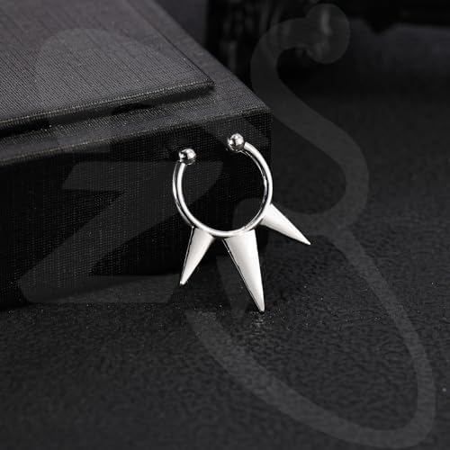 ZS 1PC Fake Septum Nose Ring Hoop Non Pierced Nose Cuffs Faux Clicker Hanger Nose Septum Ring Clip On Body Piercing Jewelry For Men Women
