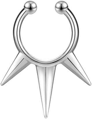 ZS 1PC Fake Septum Nose Ring Hoop Non Pierced Nose Cuffs Faux Clicker Hanger Nose Septum Ring Clip On Body Piercing Jewelry for Men Women