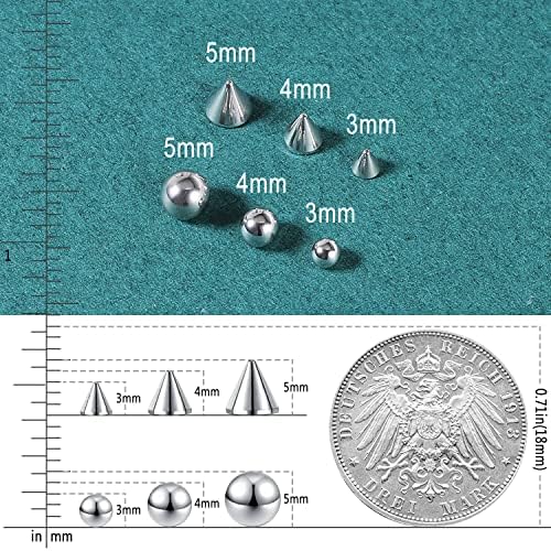 ZS 20Pcs Fake Eyebrow Rings Nose Lip Labret Studs 4mm 5mm Replacement Ball Cone With Eyelash Glue Non-Piercing Body Jewelry Fake Skin Piercing