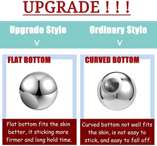 ZS 20Pcs Fake Eyebrow Rings Nose Lip Labret Studs 4mm 5mm Replacement Ball Cone With Eyelash Glue Non-Piercing Body Jewelry Fake Skin Piercing