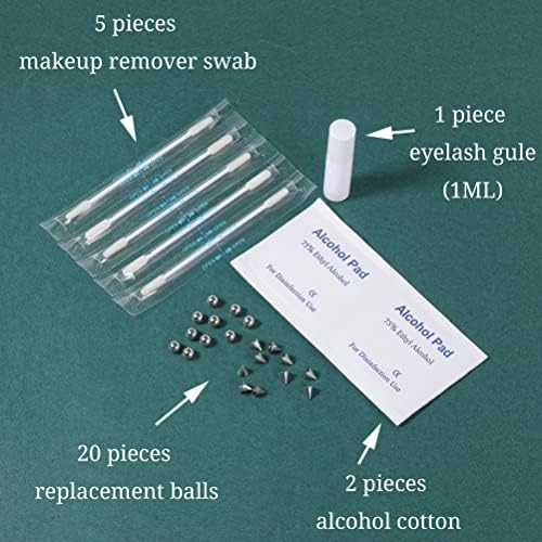 ZS 20Pcs Fake Eyebrow Rings Nose Lip Labret Studs 4mm 5mm Replacement Ball Cone With Eyelash Glue Non-Piercing Body Jewelry Fake Skin Piercing