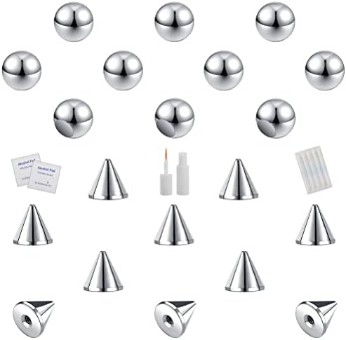 ZS 20Pcs Fake Eyebrow Rings Nose Lip Labret Studs 4mm 5mm Replacement Ball Cone with Eyelash Glue Non-Piercing Body Jewelry Fake Skin Piercing
