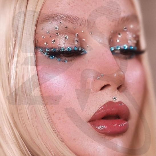 ZS 500Pcs Fake Nose Stud Non-Piercing Eyebrow Nose Lip Ear Ring Fake Skin Piercing Jewelry Faux Nose Studs Face Gems Stick On Face Jewels Eye Jewels With Eyelash Glue