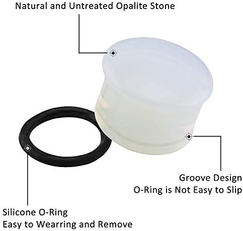 ZS Single Flare Clear Opalite Moonstone Ear Plugs And Tunnels With O-Ring Stretcher Expander Pair