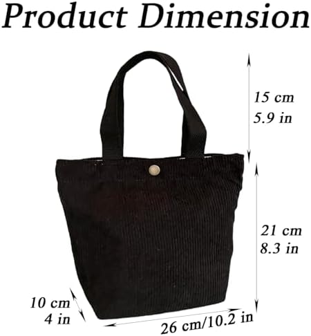 1 Pc Small Corduroy Tote Bag 8.3 X 4 X 10.2 Inch