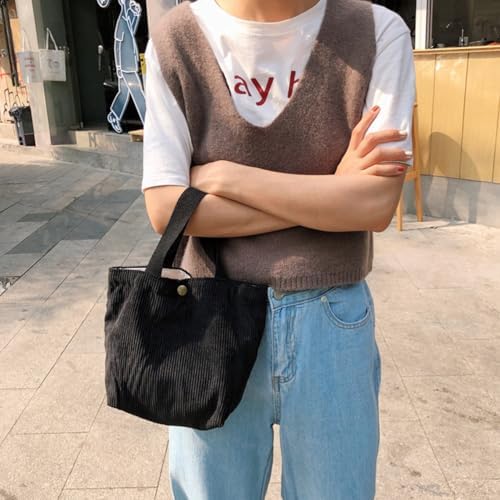 1 Pc Small Corduroy Tote Bag 8.3 X 4 X 10.2 Inch