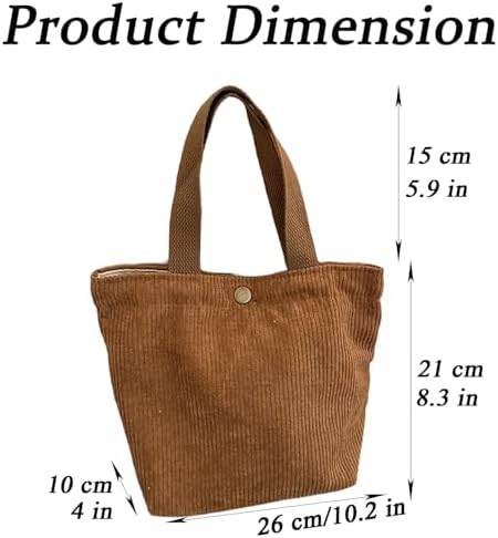 1 Pc Small Corduroy Tote Bag 8.3 X 4 X 10.2 Inch