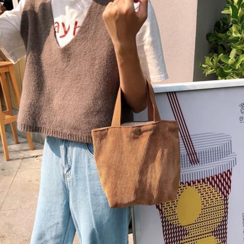 1 Pc Small Corduroy Tote Bag 8.3 X 4 X 10.2 Inch