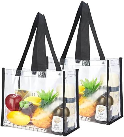 2-Pack Clear Tote Bag Stadium Approved 12x12x6 Transparent See Through Clear Tote Bag for Work Concerts