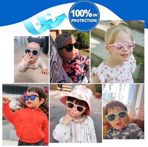 2 Pack Toddler Sunglasses Polarized With Strap For 0-24 Months/2-4 Years Kids Girls Boys Baby Glasses UV Protection
