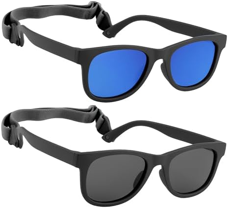 2 Pack Toddler Sunglasses Polarized with Strap for 0-24 Months/2-4 Years Kids Girls Boys Baby Glasses UV Protection