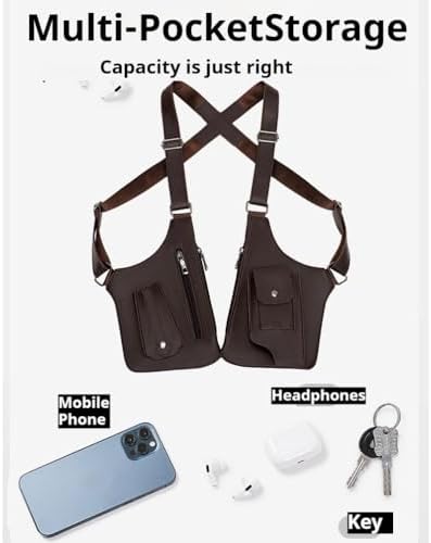 双肩腋下包 2025 新款男士战术单肩包 多口袋户外防盗战术包(棕色)