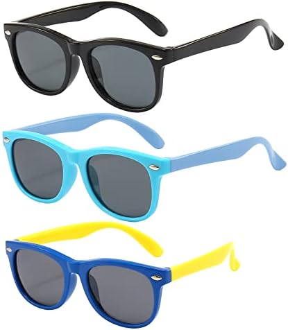3 Pack kids sunglasses for Boys Girls Kids Polarized Sunglasses