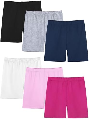 6 Pack Girls Bike Shorts Cartwheel Toddler Biker Under Dress Dance Multi-Color Kids Shorts Girls Clothes