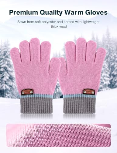 6 Pairs Of Kids Gloves Knitted Wool Gloves Children Full Fingers Stretchy Warm Mittens For Boys Girls