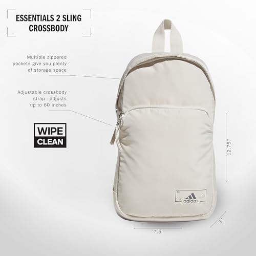 Adidas 阿迪达斯 Essentials 女式和男士吊带小号斜挎包 (5L) 氧化铝米色/灰色 4 / 2.0 單一尺寸
