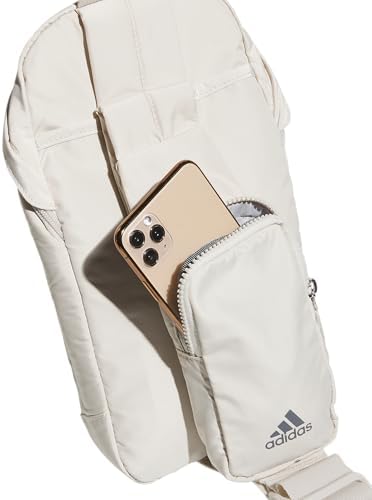Adidas 阿迪达斯 Essentials 女式和男士吊带小号斜挎包 (5L) 氧化铝米色/灰色 4 / 2.0 單一尺寸