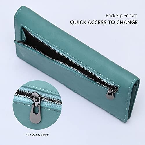 Alldaily Ultra Slim Thin Women Wallet RFID Blocking Credit Card Holder Bifold Long Ladies Billfold (Purist Blue)