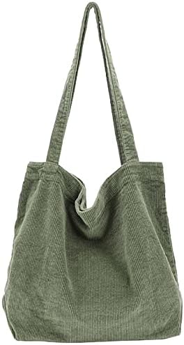 ALUWU Corduroy Tote Bag for Women Girl Canvas Shoulder Handbags Cute Large Purse