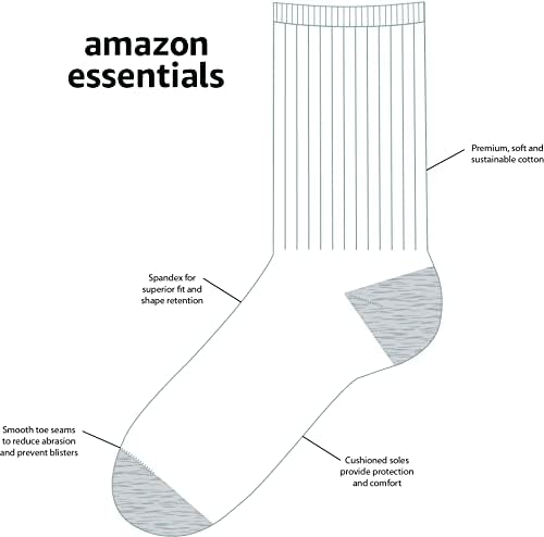 Amazon Essentials Unisex Kids And Toddlers' Cotton Crew Socks 10 Pairs
