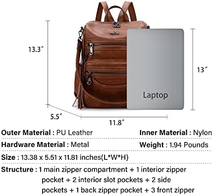 Angel Kiss Women's Backpacks & Purse - PU Leather Zipper Casual Backpacks & Shoulder Bags