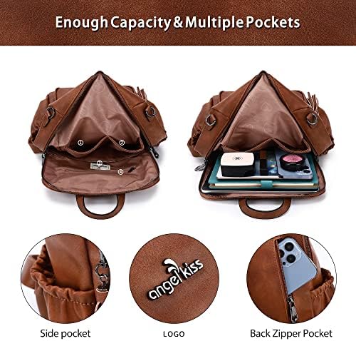 Angel Kiss Women's Backpacks & Purse - PU Leather Zipper Casual Backpacks & Shoulder Bags