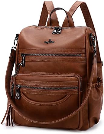 Angel Kiss Women's Backpacks & Purse - PU Leather Zipper Casual Backpacks & Shoulder Bags