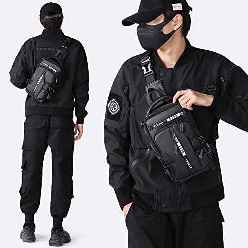 Anti Theft Sling Crossbody Backpack Shoulder Bag For Men Lightweight One Strap Motorcycle Back Pack Sling Bag Backpack For Hiking Walking Biking Travel Cycling With USB Charger Port