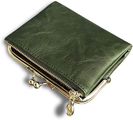 AOXONEL Womens Wallet Small Rfid Ladies Compact Bifold Leather Vintage Coin Purse With Zipper and Kiss Lock