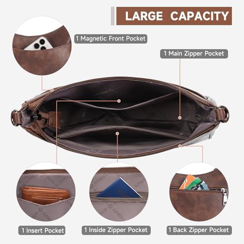 APHISON Trendy Leather Crossbody Purse With Adjustable Strap Women's Shoulder Handbag