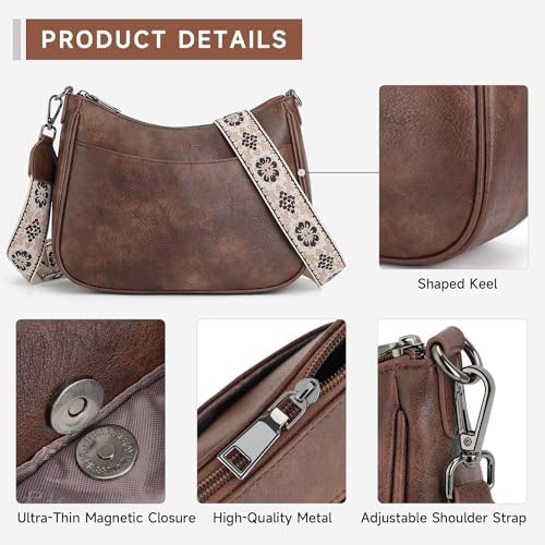 APHISON Trendy Leather Crossbody Purse With Adjustable Strap Women's Shoulder Handbag