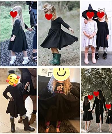 Arshiner Girls Long Sleeve Stretchy Dress A Line Twirly Skater School Party Dress