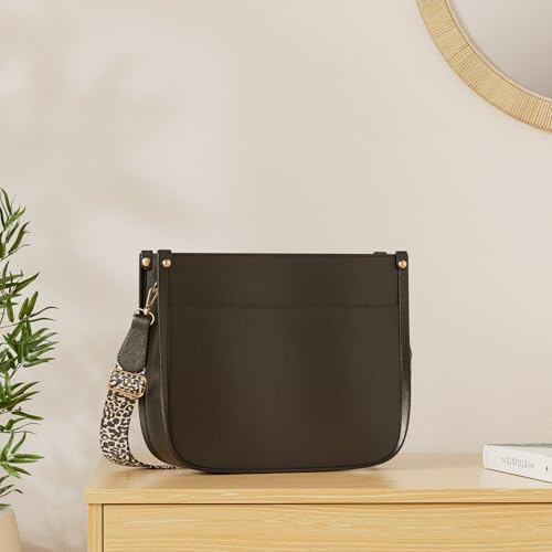 AUYOCO Vegan Leather Crossbody Bags For Women Crossbody Purse With Guitar Strap Zipped Pockets Handbag Shoulder Bag