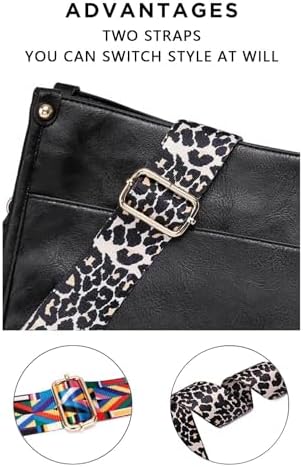 AUYOCO Vegan Leather Crossbody Bags For Women Crossbody Purse With Guitar Strap Zipped Pockets Handbag Shoulder Bag